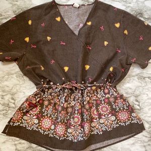 Denice Scrub Top with Tie